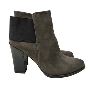 Call It Spring Ankle Boots Women's 10 Gray Faux Suede Block Heel Zip Booties